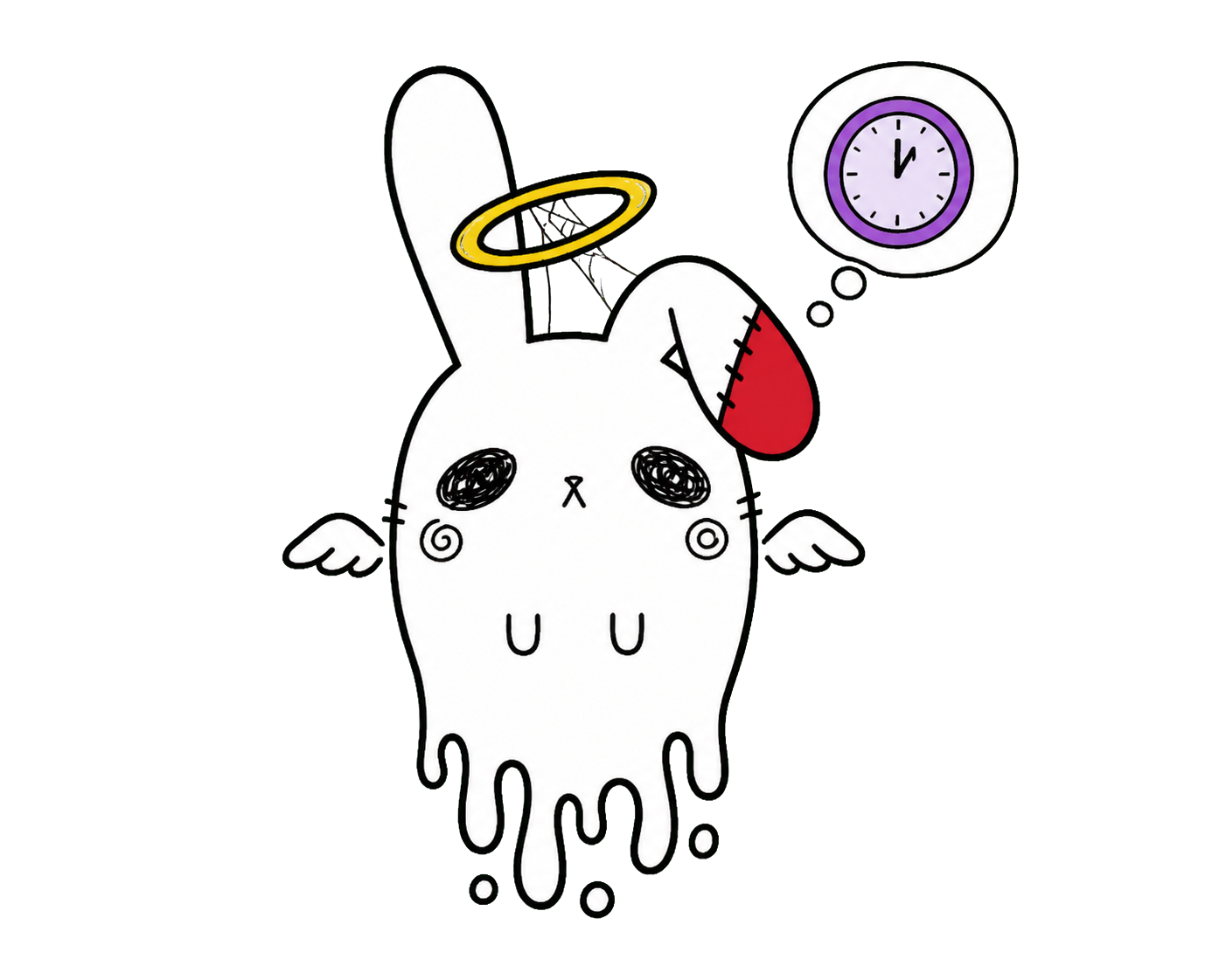 時計を思い浮かべながら、ひまそうに待っている天使うるたん